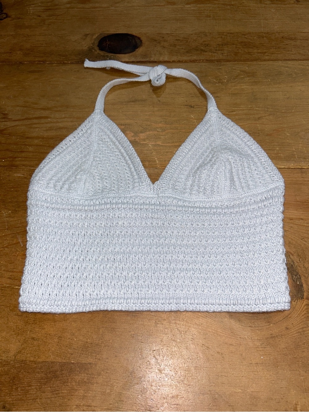LA Hearts White Crochet Halter Crop Top Boho Festival Beach Knit Bralette SizeXS